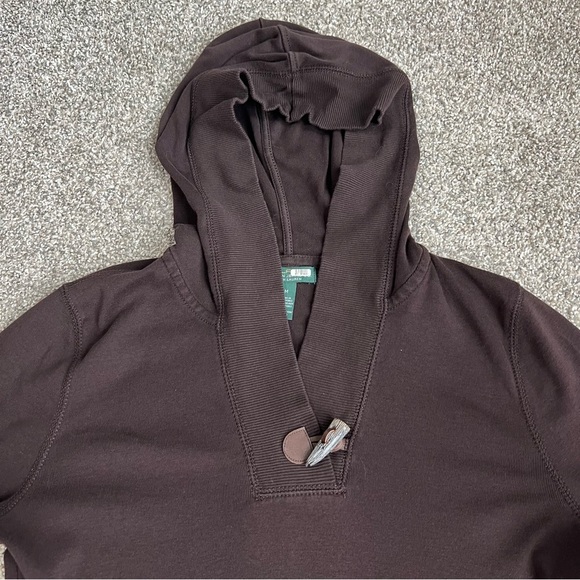 Lauren Ralph Lauren Brown Hooded Sweater Midi Dress 3/4 Sleeve, Size Medium - Picture 3 of 9